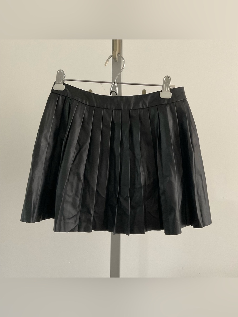 Kendall & Kylie Black Faux Leather Pleated Skater Skirt